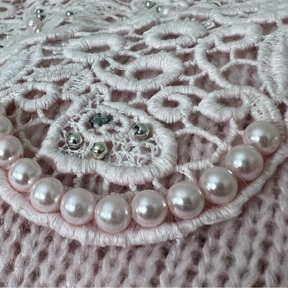Vintage Dana Ashley 80’s Soft Pink Lace and Pearl Embellished Sweater Size S - Picture 9 of 13